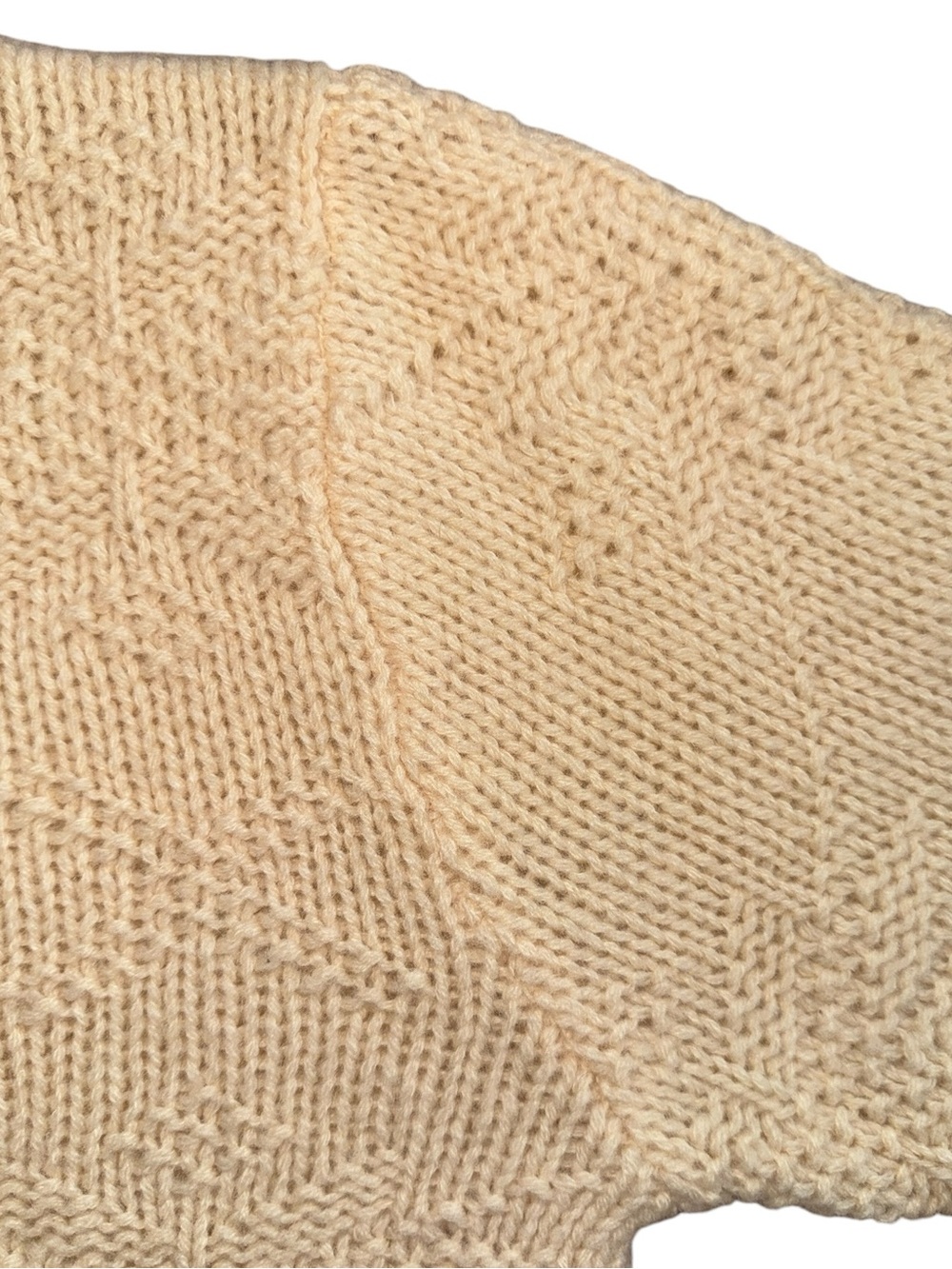 Vintage 80s Lands End Wool Fisherman Sweater Ivory Snowflake USA Large Chunky - Picture 8 of 15